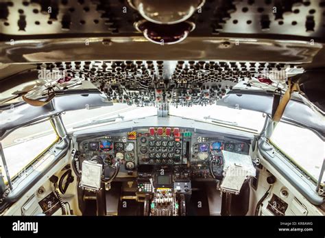 Interior of the pilot cabin in Concorde plane Stock Photo - Alamy