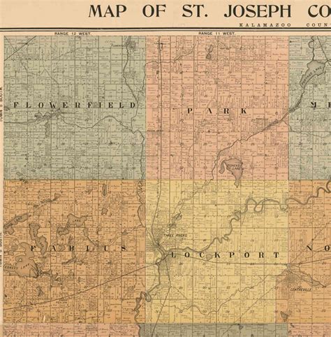 St. Joseph County Michigan 1891 Old Wall Map Reprint With | Etsy