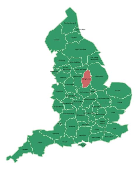 Nottinghamshire Map - County In East Midlands, England