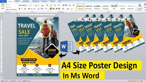 Poster Design Work in Ms word Tutorial || How to make A4 Size Poster Design in Ms word || - YouTube