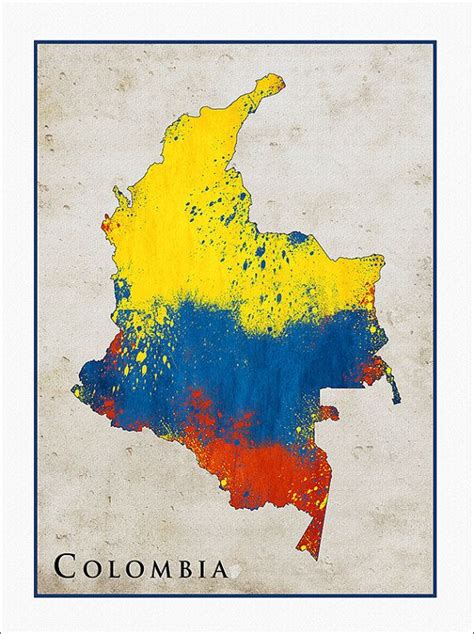 Colombia Flag Map Colombia Map of Colombia Republic of - Etsy | Colombia map, Colombia flag, Map