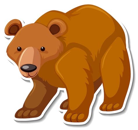 Free Vector | Grizzly bear animal cartoon sticker