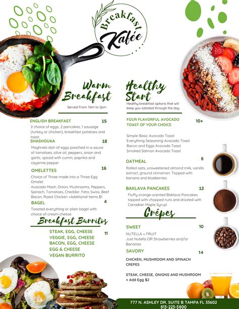 Menu — Tampa Breakfast By Kafee and Kabab