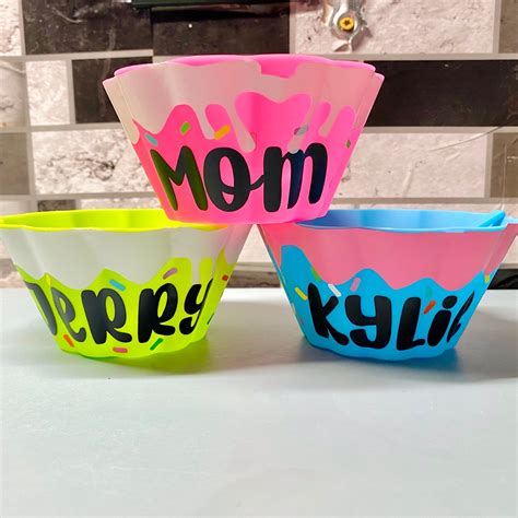 Personalized Ice Cream Bowls and Spoons Set Family Ice Cream | Etsy