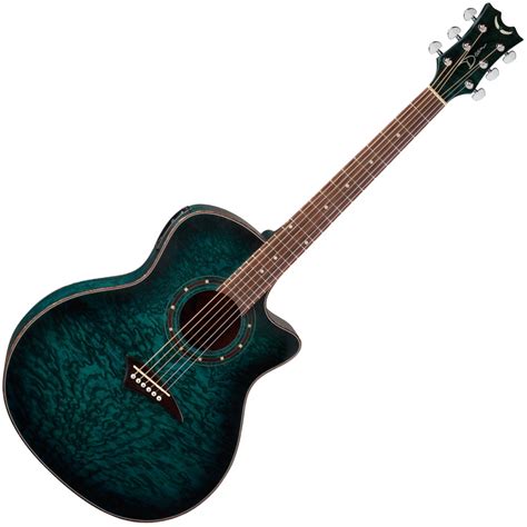 Dean Guitars Exotica Quilt Ash Top Cutaway Acoustic-Electric Guitar Trans Blue Satin Finish