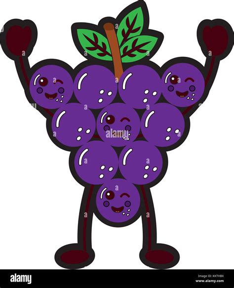 funny kawaii bunch grapes cartoon cute Stock Vector Image & Art - Alamy