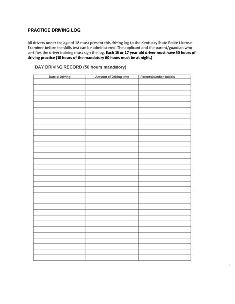 Free Printable Driver Log Book - Printable Templates