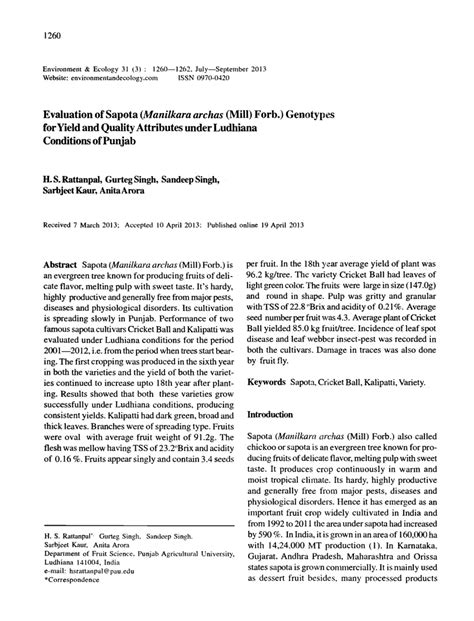 (PDF) Evaluation of sapota varieties