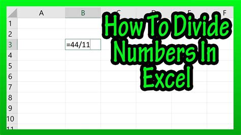 Excel Division - How To Divide Values Or Numbers In An Excel Spreadsheet Explained - YouTube