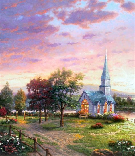 Sunrise Chapel (Chapels of Nature V) by Thomas Kinkade 18x27 Publisher ...