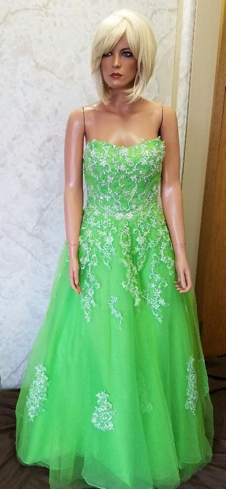 Lime green wedding dress and veil.