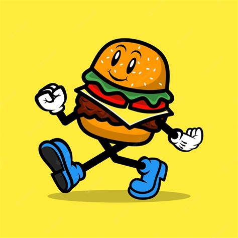 Premium Vector | Cartoon hamburger mascot logo design