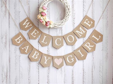 Welcome Baby Girl Banner Burlap Baby Girl Banner Custom Baby - Etsy