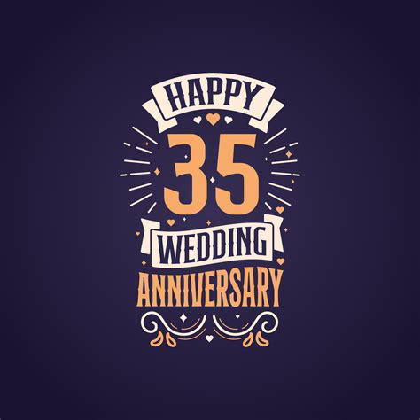 Happy 35th wedding anniversary quote lettering design. 35 years ...