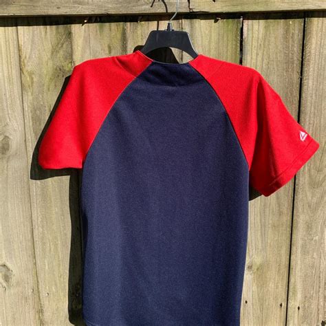 Majestic Athletic Men's Navy and Red Shirt | Depop