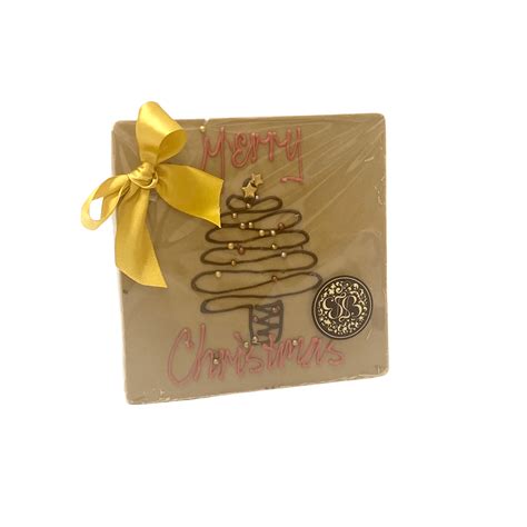 Festive Message Chocolate Plaque - Caramel - The Chocolate Factory Online Shop