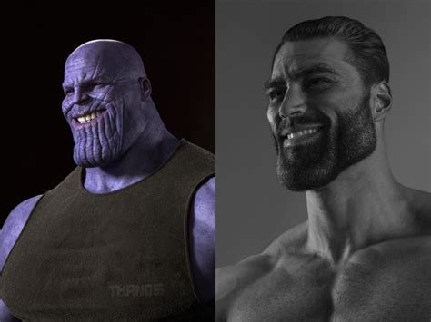 Smiling Thanos suspiciously resembles Giga-Chad - 9GAG