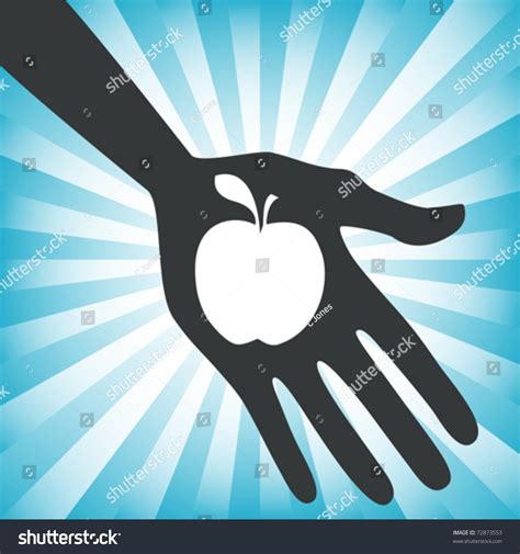 Hand Holding An Apple Design. Stock Vector Illustration 72873553 : Shutterstock