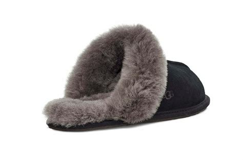 UGG Scuffette II Black Grey leather and sheep's wool Slippers - ShopShoes