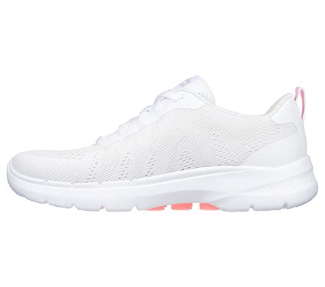 Skechers White/Pink Go Walk 6 Womens Lace Up Shoes Style ID: 124623 | India