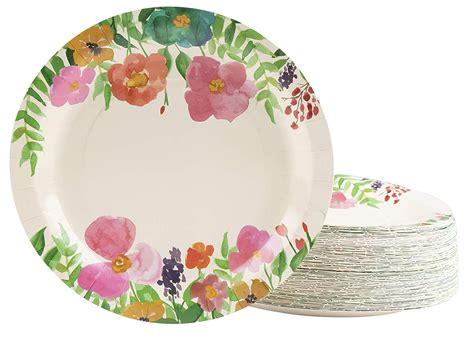 Amazon.com: Floral Paper Plates - 80-Pack Disposable 9-Inch Floral ...