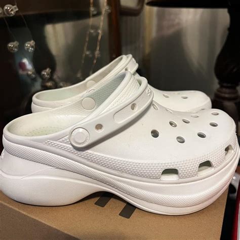 White platform crocs size women’s 7. These clean... - Depop