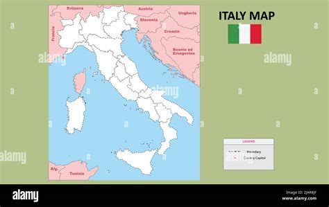 Italy Map. Political map of Italy. Italy Map with neighboring countries and borders Stock Vector ...