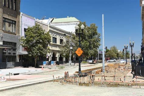 SANTA ANA, CALIFORNIA - 4 JUL 2022: OC Street Car Construction on 4th ...