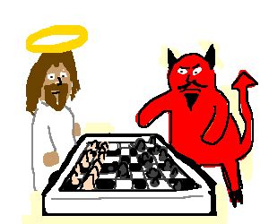 Jesus plays chess with Satan - Drawception