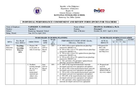 Ipcrf Development Plan Template