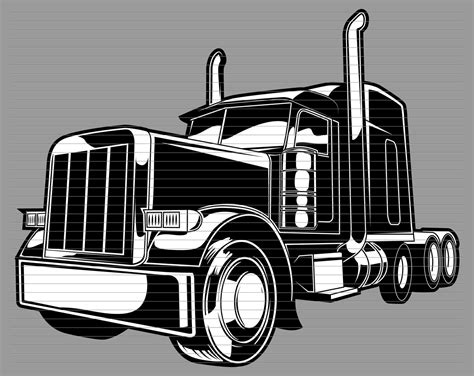 Black Truck Svg Semi Truck Svg Truck Clipart Tractor Truck 18 Wheeler ...