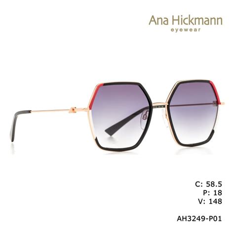 ANA HICKMANN Sunglasses Black + Dark Red + White/SWAROWSKI STONE – Best ...