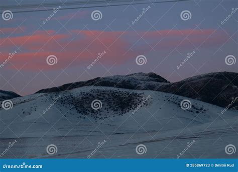 Mongolian Steppe in Winter during Sunset. Stock Image - Image of ...