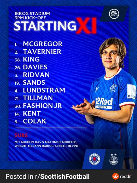 lineup today : r/rangersfc