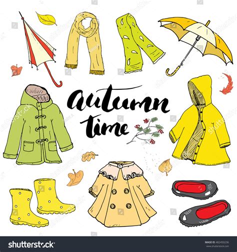 Autumn Season Clothes Set Hand Drawn Stock Vector (Royalty Free) 482450236 | Shutterstock