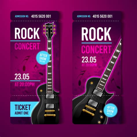 Rock concert tickets template vector 01 free download