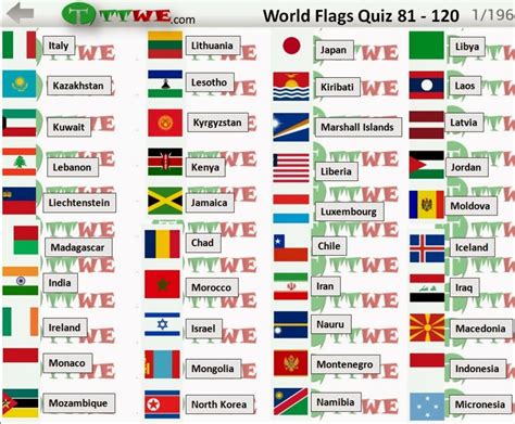 81 To 120 - Flag Quiz Game Answers (Logo Quiz)