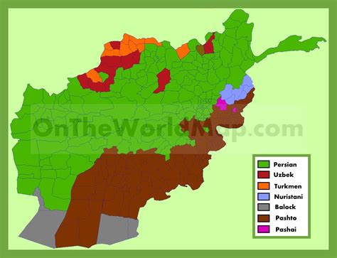 Map of languages in Afghanistan - Ontheworldmap.com