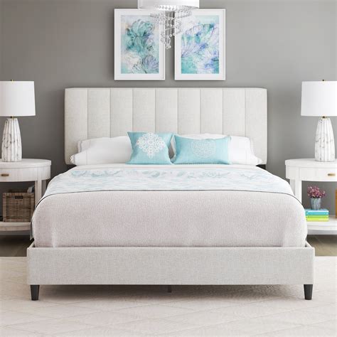 Premier Laura Linen Panel Upholstered Platform Bed Frame, Beige King - Walmart.com - Walmart.com