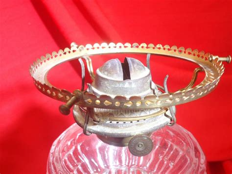 Antique Oil Lamp Marble Base Brass Column P&A Plume & Atwood Burner Crystal Font | eBay