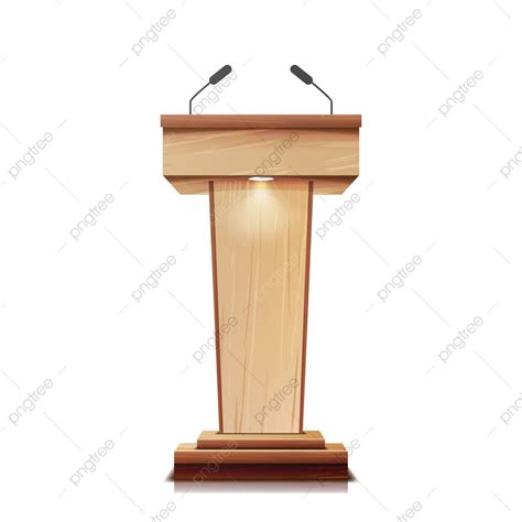 Wooden Podium Vector Art PNG, Realistic Wooden Tribune Isolated Vector ...