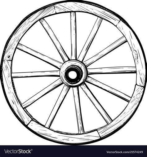 Old wooden wheel Royalty Free Vector Image - VectorStock