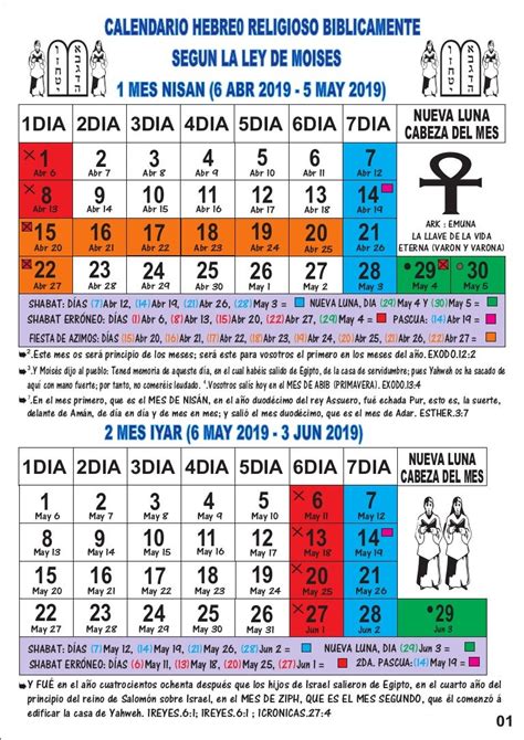 Calendario hebreo religioso 2019