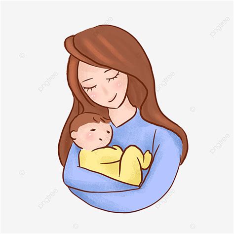 Ibu Menggendong Bayi Yang Digambar Tangan Elemen Lucu Kartun, Clipart ...