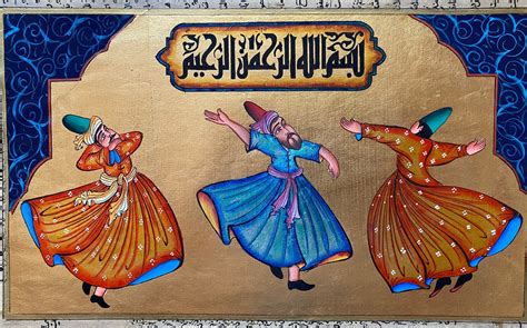 Handmade Whirling Dervish Art , Sufi Mystic Art, Dervish Painting, Wall ...