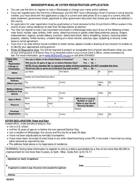 Ms Voter Registration Form - Fill Online, Printable, Fillable, Blank | pdfFiller