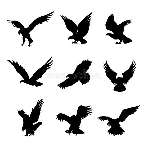 Eagle Falcon Bird Hawk Animal Silhouette Black Icon Flat Design Element Vector Illustration ...