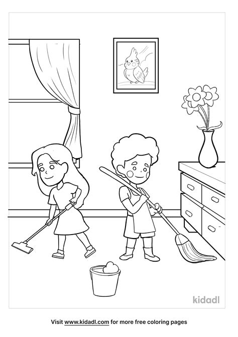 Cleaning Coloring Page