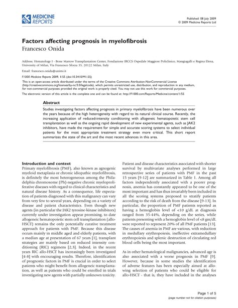 (PDF) Factors affecting prognosis in myelofibrosis