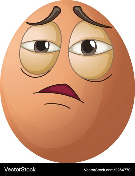 An egg with a tired face Royalty Free Vector Image